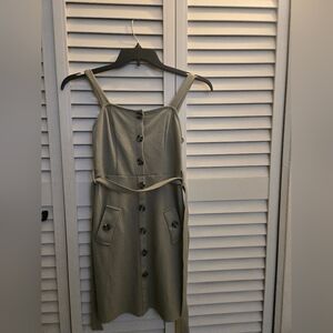 Derek Heart Gray Button-Front Midi Dress